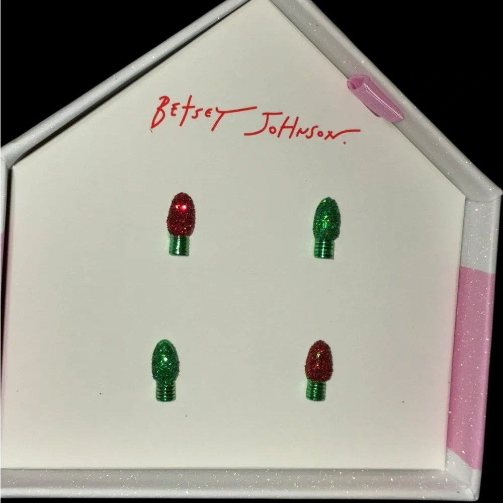 BETSEY JOHNSON Christmas Holiday 2 Pair Red & Green Light Bulb Earrings NEW NWT